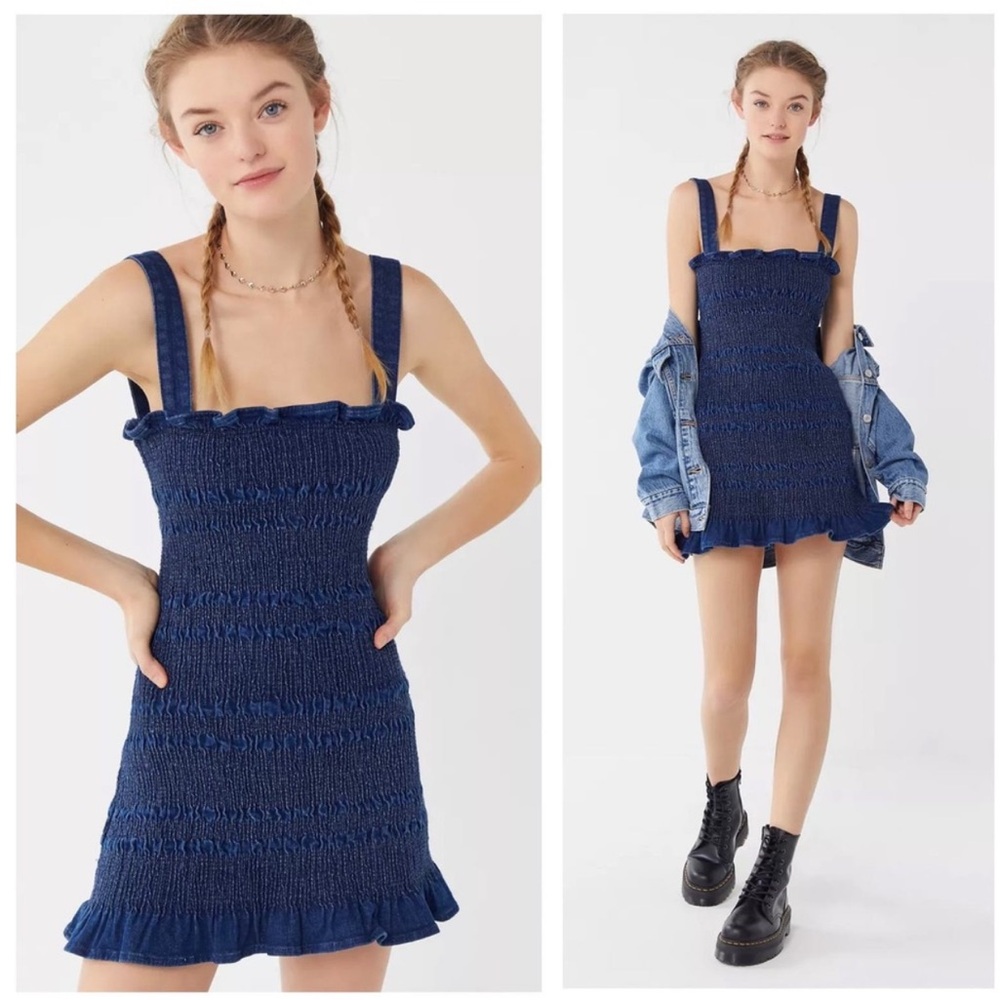 Urban Outfitters Sofia Denim Smocked Mini Dress - 4
